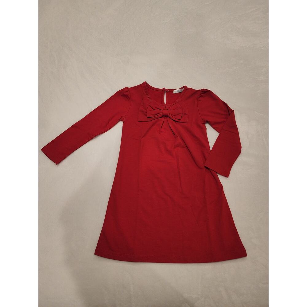 Arshiner Girls Red Jersey Bow Dress Sz 4